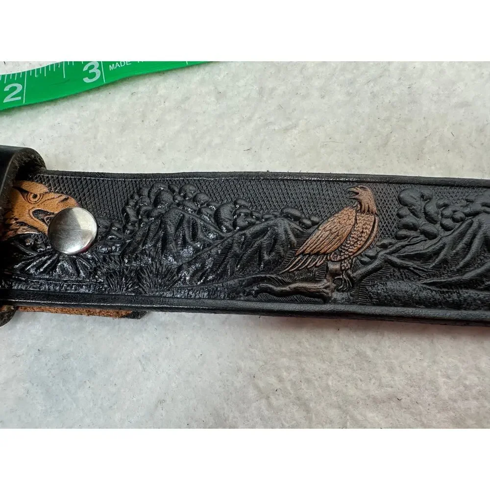 Eagle Tooled Vintage Leather Belt Men's SZ Small